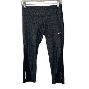 Nike Dri Fit Gray Black Cropped Workout Leggings Sml Activewear Athletic